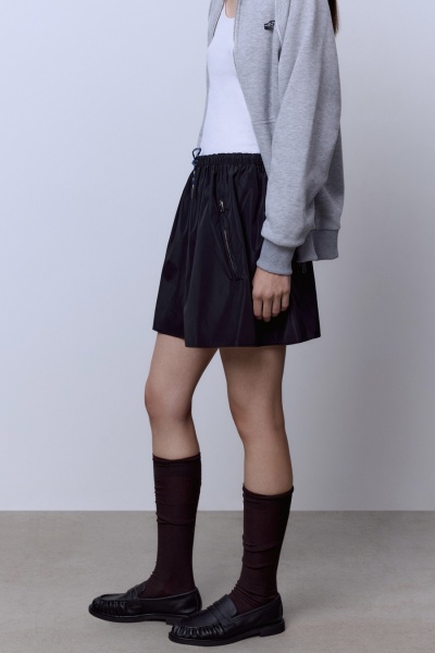 Юбка-мини из нейлона, чёрный