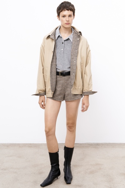 Шорты из шерсти в клетку, бежевый