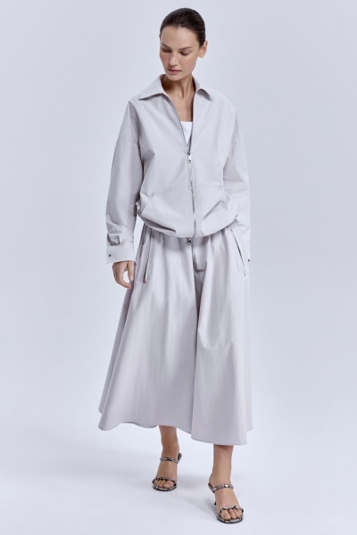 Юбка-солнце из итальянского вареного хлопка, светло-серый