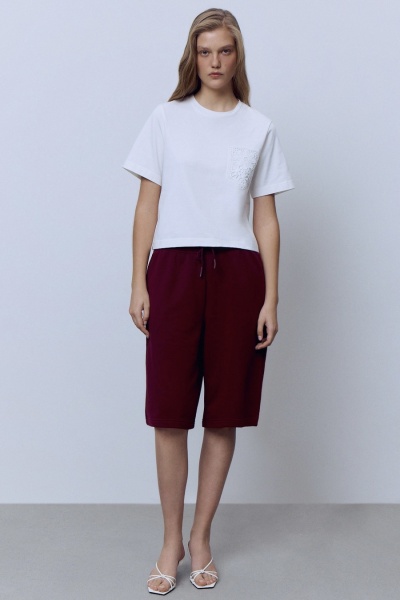 Бермуды из хлопкового футера, бордовый