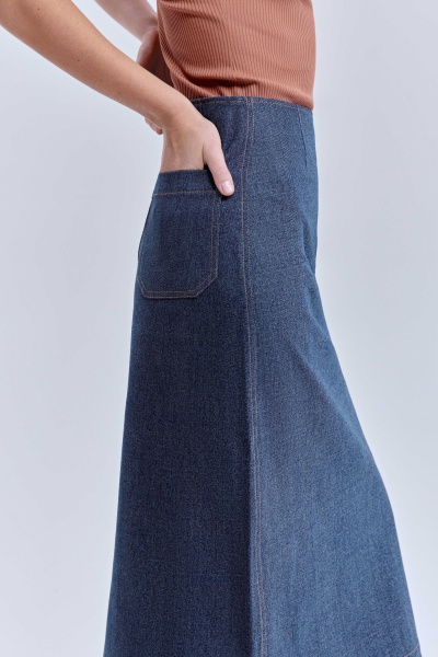 Юбка прямая из винтажного денима, синий