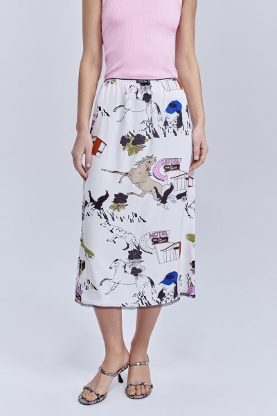 Юбка на резинке с принтом «комиксы», белый