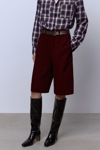 Бермуды из полушерсти, бордовый