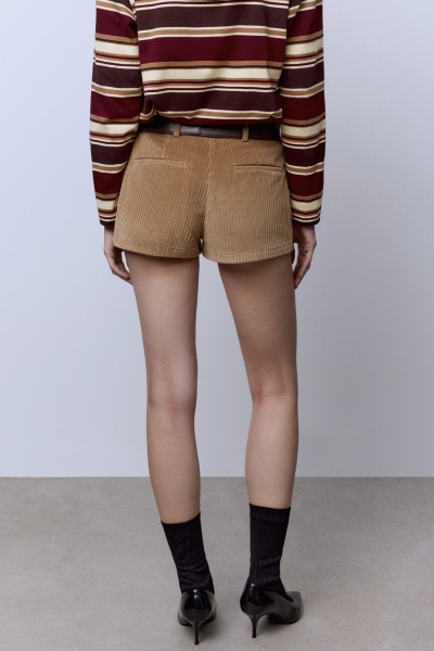 Шорты мини из вельвета, бежевый