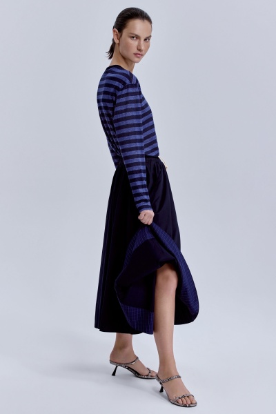 Юбка-солнце из габардина, синий