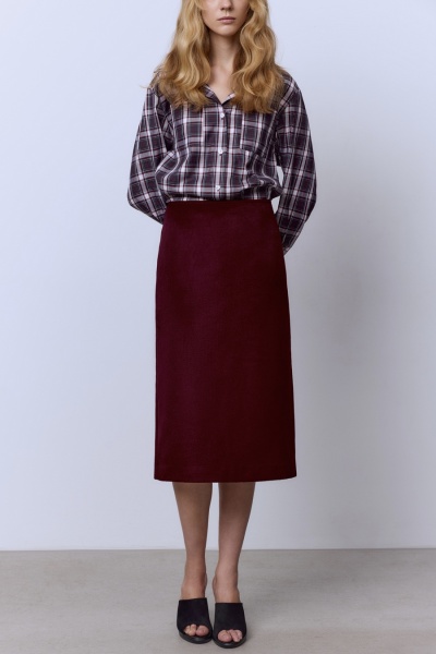 Юбка прямая из шерсти премиум, бордовый