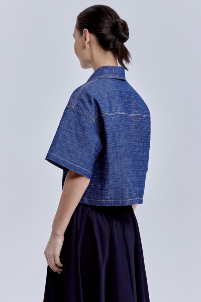 Рубашка-кроп из лёгкого денима, синий