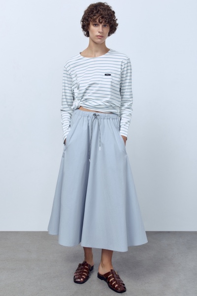 Юбка-солнце из итальянского вареного хлопка, голубой