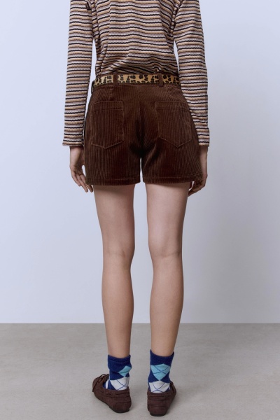 Шорты мини из вельвета, шоколад