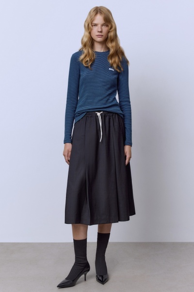 Лонгслив в полоску из вискозы, изумрудный