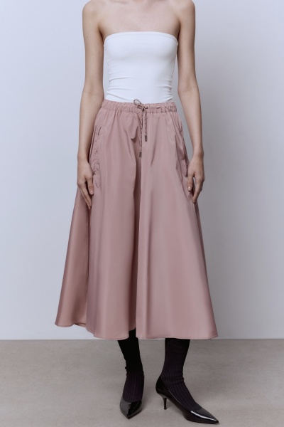 Юбка-солнце на кулиске из нейлона, пудровый