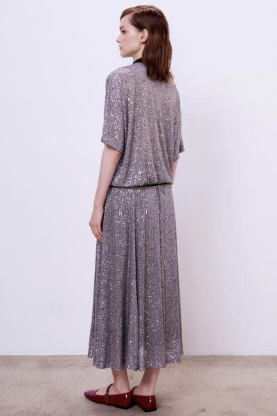 Юбка-годе с пайетками, серый