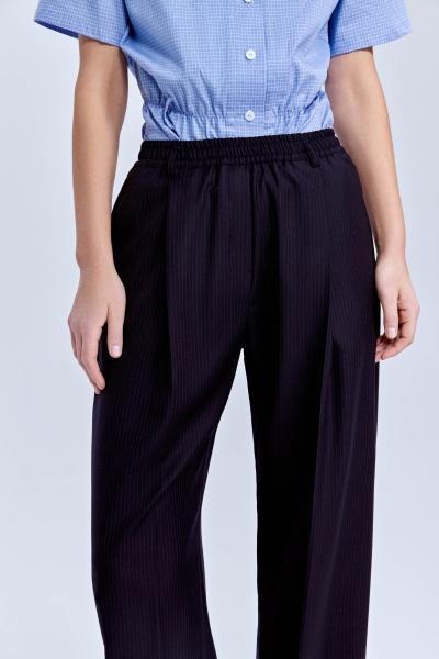 Брюки в полоску со складками, синий