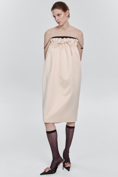 Юбка-тюльпан из атласа, бежевый