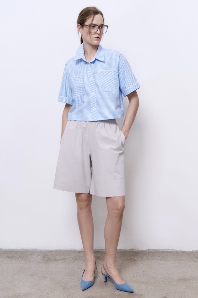 Шорты пижамного кроя из итальянского вареного хлопка, светло-бежевый