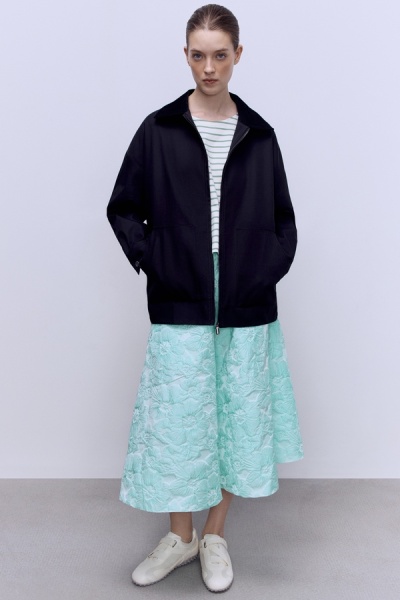 Юбка-солнце из жаккарда на кулиске, мятный