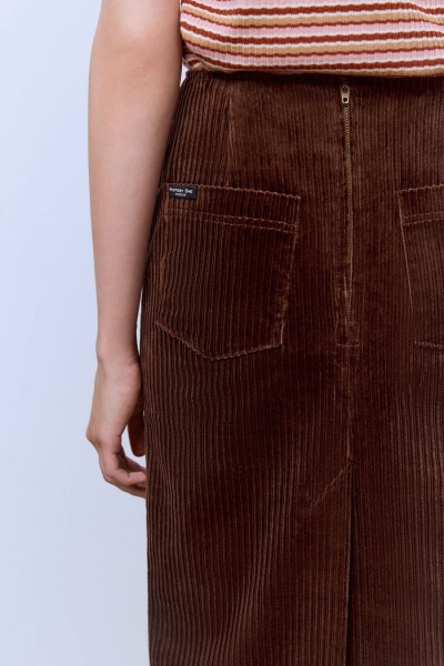 Юбка миди из вельвета, шоколад