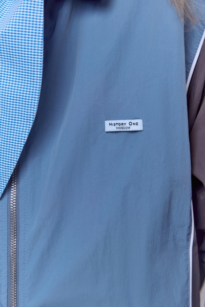 Ветровка из нейлона с контрастными вставками, серый/синий