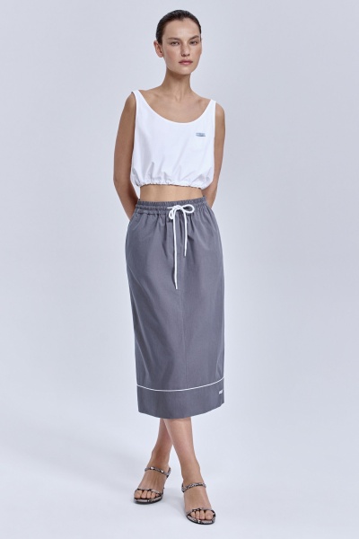 Юбка в пижамном стиле с кантом, серый