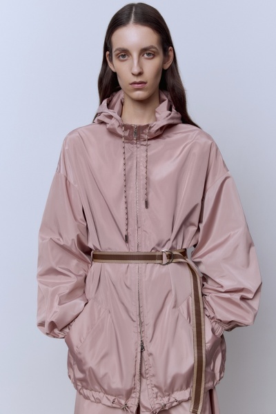 Ветровка удлинённая из нейлона, пудровый