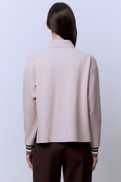 Поло на молнии с длинным рукавом, телесный