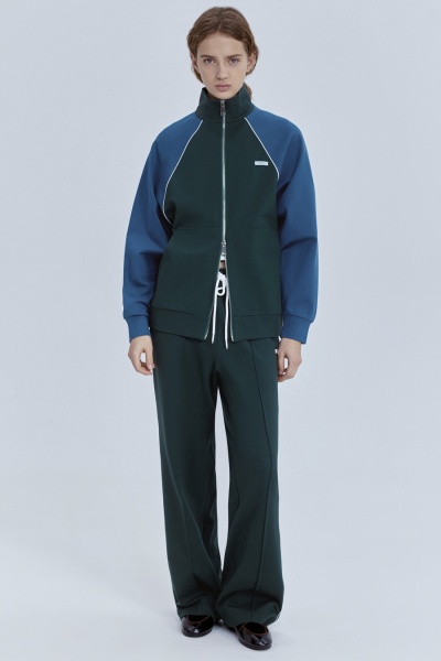 Толстовка на молнии с кантом, изумрудный-синий