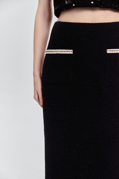 Юбка тубина с карманами из трикотажного букле, черный