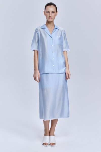 Юбка из батистовой вуали с кружевом, голубой