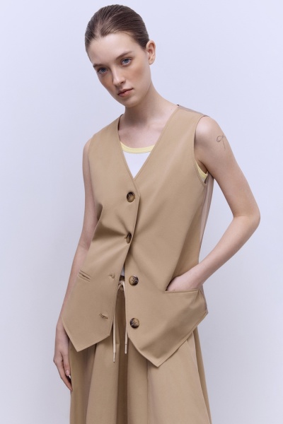 Жилет из хлопкового габардина, бежевый