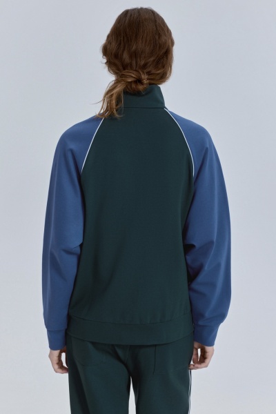 Толстовка на молнии с кантом, изумрудный-синий