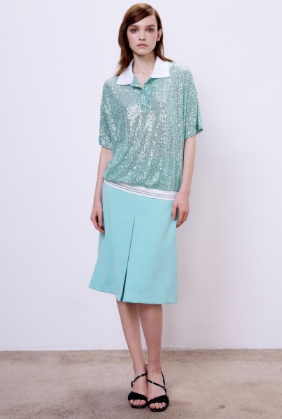 Поло с пайетками, мятный