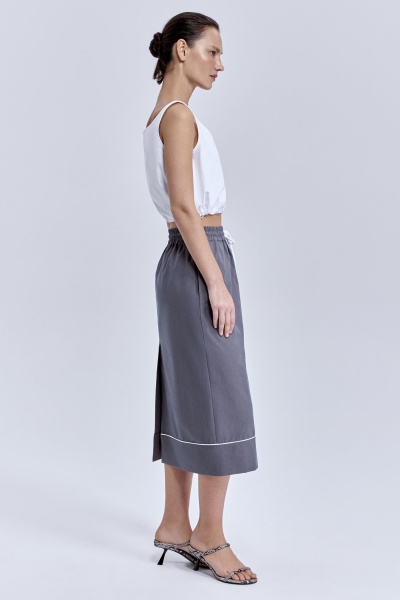 Юбка в пижамном стиле с кантом, серый