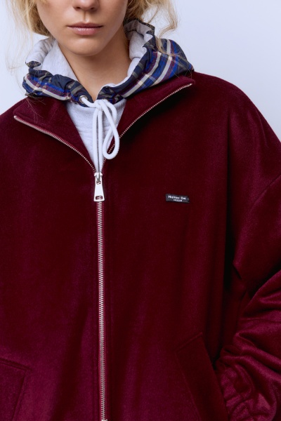 Бомбер из шерсти премиум, бордовый