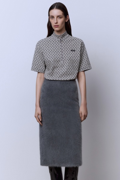 Юбка из ангоры с разрезом, серый