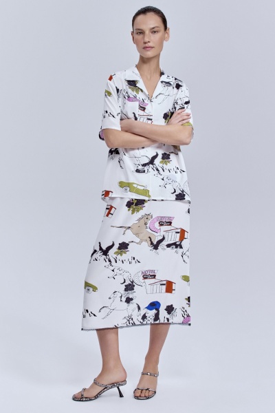 Юбка на резинке с принтом «комиксы», белый