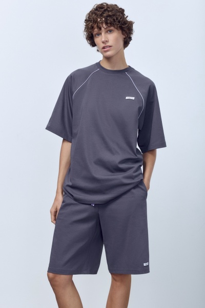 Футболка оверсайз с кантом, гранит