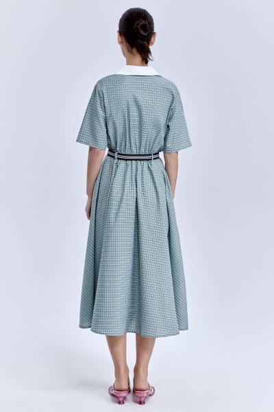 Платье в клетку из итальянского хлопка, зелёный