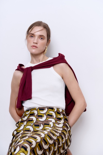 Юбка из шёлка с принтом, жёлтый