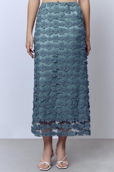 Юбка из накладного кружева, полынь