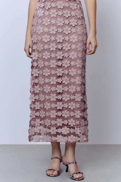 Юбка из накладного кружева, мокко