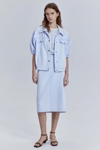 Юбка-миди из варёного денима, голубой