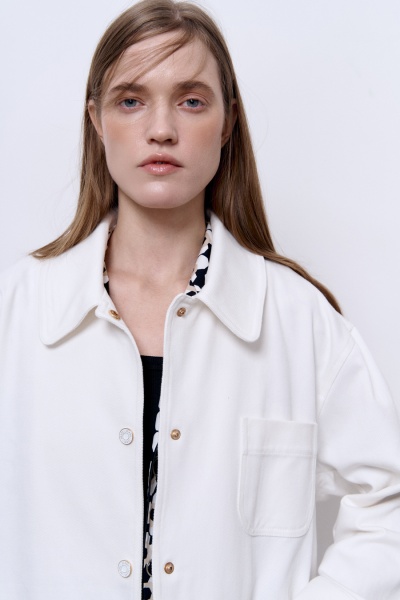 Жакет-рубашка из лёгкого денима, молочный