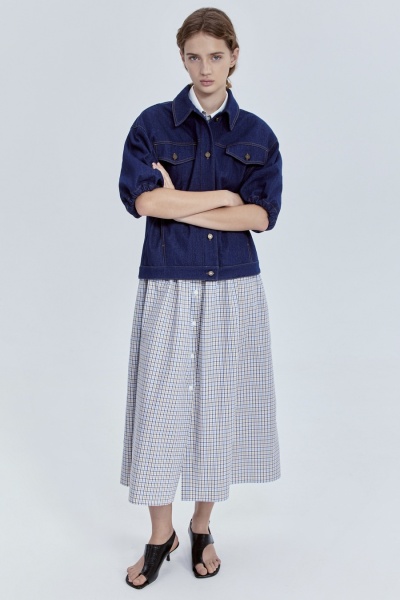 Куртка из денима с рукавами-фонариками, синий