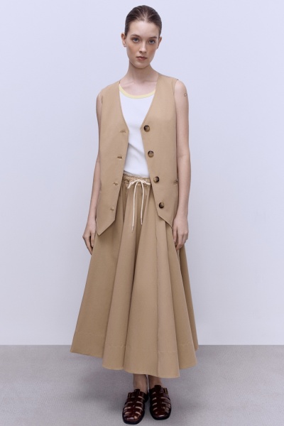 Жилет из хлопкового габардина, бежевый