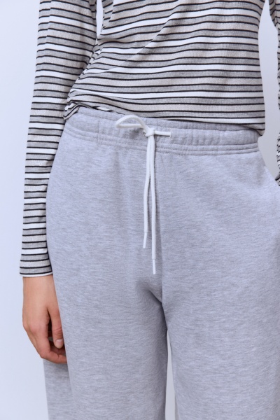 Брюки из футера с начёсом, серый меланж