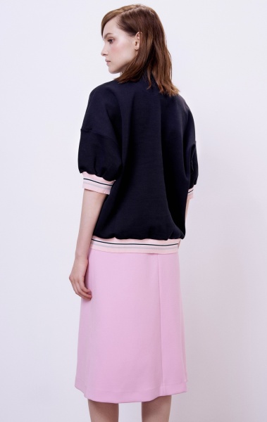 Поло из пике с контрастным подвязом, чёрный