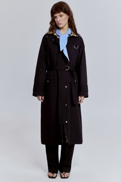 Пальто лёгкое из габардина на фланели, чёрный