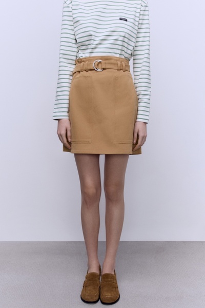 Юбка из денима с эффектом бархата, бежевый