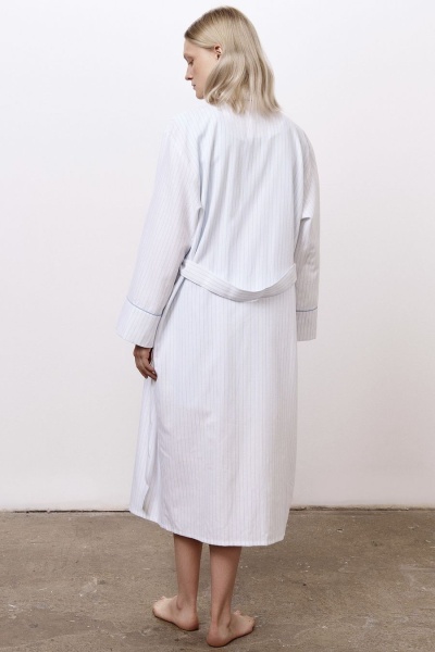 Халат из хлопка с добавлением льна в тонкую полоску, белый