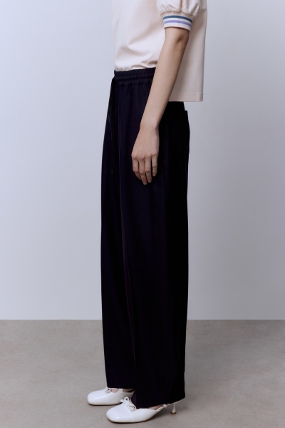 Брюки-бананы из шерсти, синий